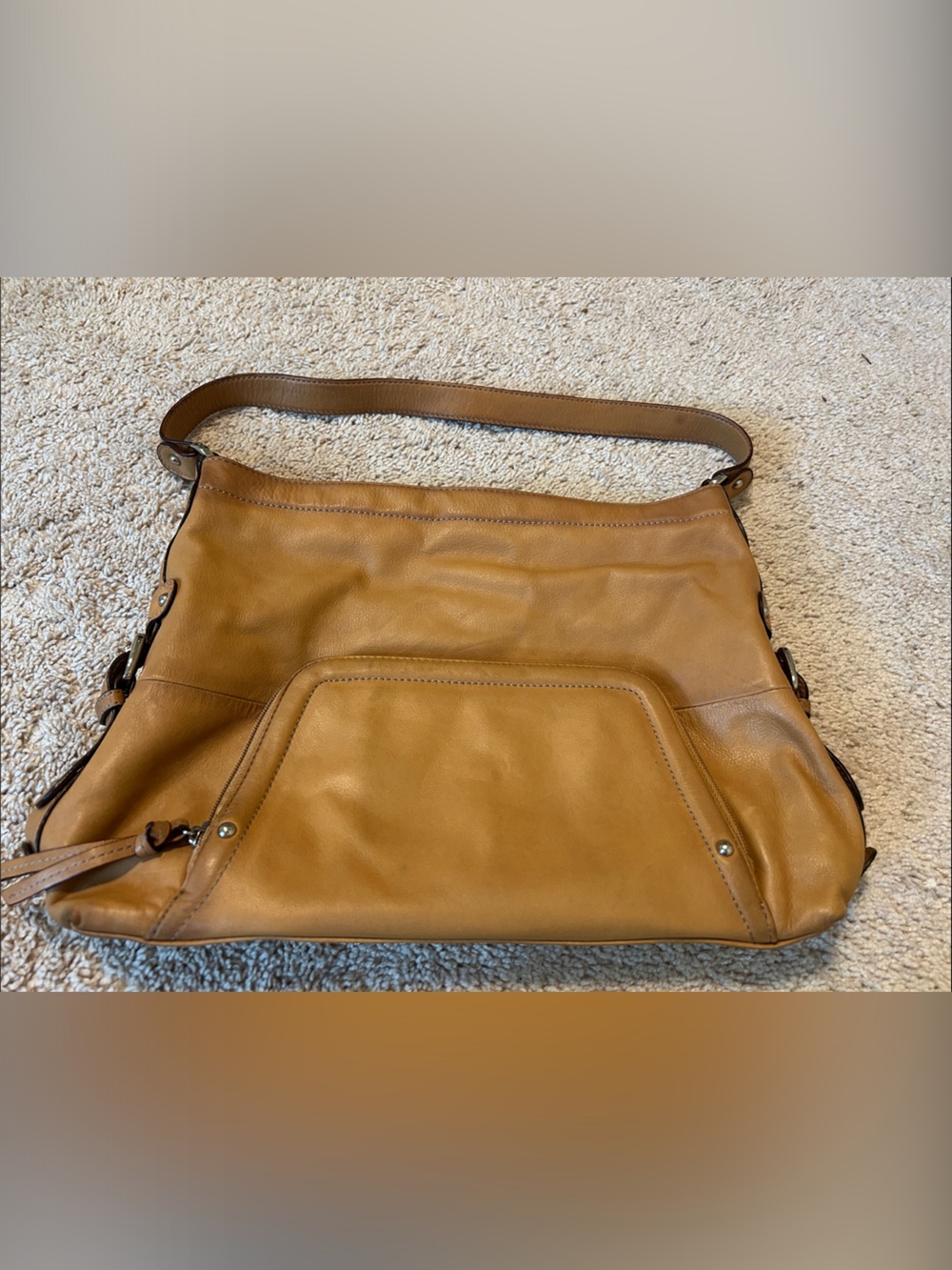 Tagliatore Cognac Leather Shoulder Tote